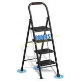 4 Step Ladder: Folding Stool, 800lb, Black