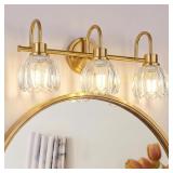 3-Light Vanity Lights, 21" Brushed Gold, Tulip