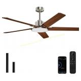 52" Ceiling Fan with Lights, Remote, LED