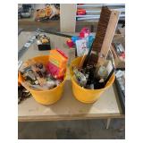 2ct plant pots, brush, and various tools