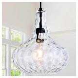 11" Blown Glass Pendant, Matte Black E26