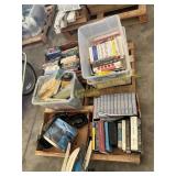Books, vhs tapes, light