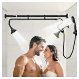 OURBAOFU Tandem Shower: Dual+Handheld (Black)