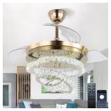 FRIXCHUR 42" Crystal Chandelier Fan Lights