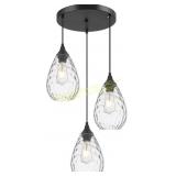 3-Light Glass Pendant Lights, Black
