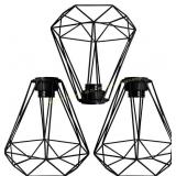 Metal Pendant Lamp Shade, 8" Black, 3-Pack