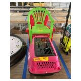 Pet cage, plastic chairs