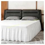ANARACHON King Bed Skirt, Eyelet, 18" White