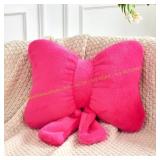 XVTRU Hot Pink Bow Pillow, Faux Fur 12" Bow