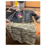 Womens XL Camo Dress + Kali Girl Jean Jacket