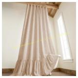 Farmhouse Linen Shower Curtain with Ruffle Hem
