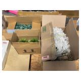 Fake green plants & Fake white flowers