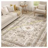 Cotiled Vintage Living Room Rug 5x7 Beige