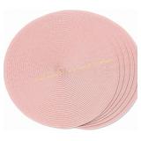 FunWheat Round Braided Placemats, 8 | 15" Pink