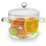 2L Clear Glass Simmer Pot with Lid & Strainer