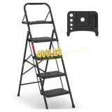 BONTEC 4-Step Ladder, 400lbs, Folding Stool