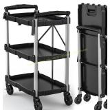 DWVO 3-Tier Folding Utility Cart, 360  Wheels