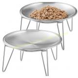 Stainless Steel Cat Food Bowls Set with Stand
