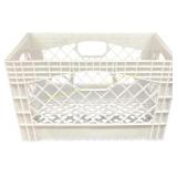 24QT Heavy-Duty Plastic Milk Crate, White
