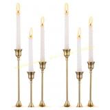 Brass Gold Taper Candle Holders, 2 Sets