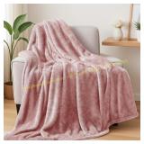 Exclusivo Mezcla Plush Fleece Throw 50x70 Pink