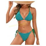 MakeMeChic Halter Triangle Bikini Set Swimsuit