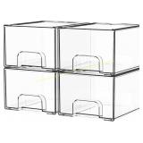 Yieach 4 Pack Clear Stackable Storage Drawers