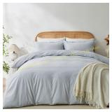 OAITE Washed Cotton Duvet Cover Queen Set