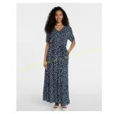 Time and Tru Crinkle Maxi Dress with Sleeves Sz L