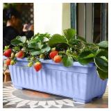 2ct Window Boxes Planters: Rect Pot, Tray (Blue)