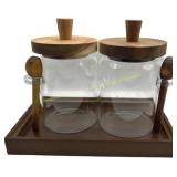 Glass Jars with Wood Lids & Scoops 20oz 2Pack