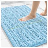 Smiry 30x20 Chenille Bath Rug, Sky Blue