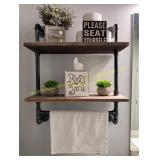 Industrial Pipe Shelf 2-Tier Towel Rack, 20"
