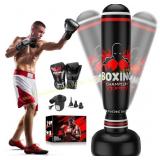 Freestanding Boxing Bag with Stand, Gloves