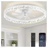 LEDIARY 20" Modern Ceiling Fan, White