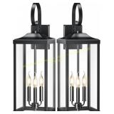2-Pack 24" Black 3-Light Wall Lantern