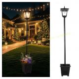 Solar Lamp Post with Planter 2-in-1 Lights