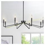 38" Black 8-Light Farmhouse Chandelier
