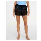 No Boundaries Crochet Shorts Coverup, Sz XL White