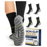 Pembrook Non Slip Crew Grip Socks - 4 Pairs