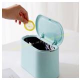 LTWQLing Mini Trash Can with Lid, Sky Blue