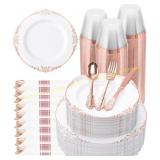Goodluck Rose Gold Dinnerware Set for 50