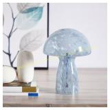 Urban Shop Glass Mushroom Lamp, Blue Tortoise