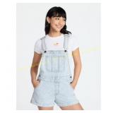 No Boundaries Denim Shortalls, 3" Inseam