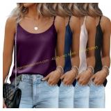 4 Pack Silk Satin Tank Tops Camisole Cami Vest