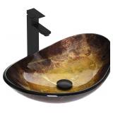 Bathroom Vessel Sink Set with Faucet, Gold