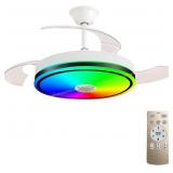 42" Retractable Fan with Lights, App RGB