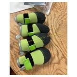 Brown 12  extensions, green dog shoes & clock