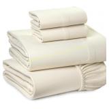 RUVANTI Flannel Queen Sheet Set 4pc, Vanilla