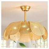 Rattan Fandelier Ceiling Fan with Light 26"